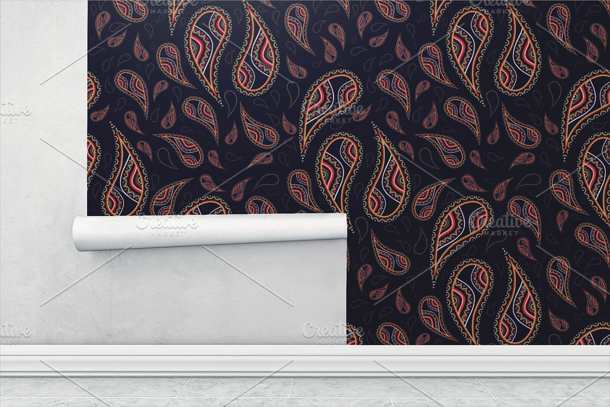 Indian Paisley Floral Pattern, a Pattern Graphic by PPEthnicDecorPattern (Photo 3 of 6)