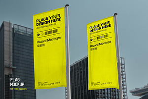 Double Banner Flag Mockup