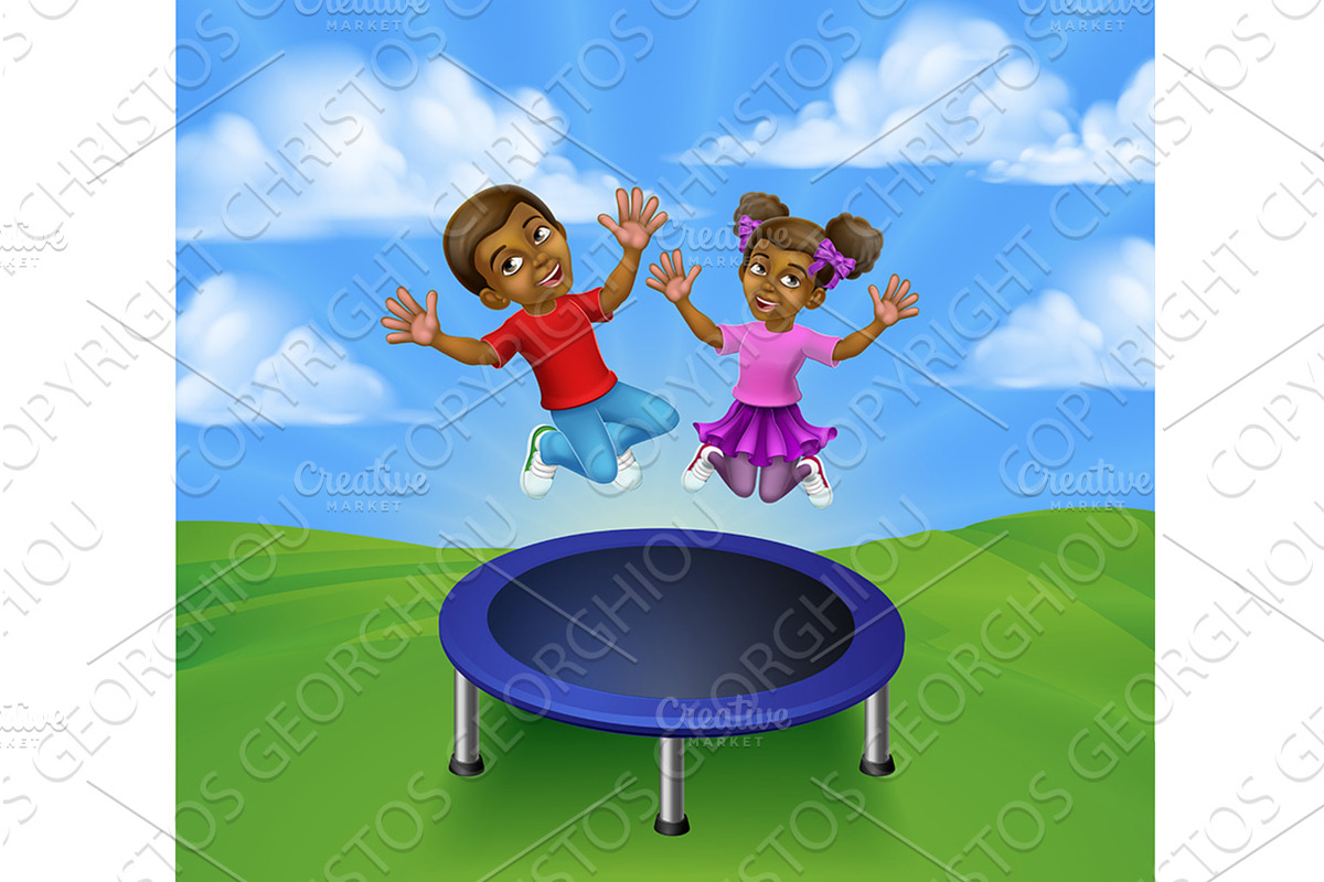 Kids Jumping On A Round Cartoon, an Education Illustration by Christos Georghiou