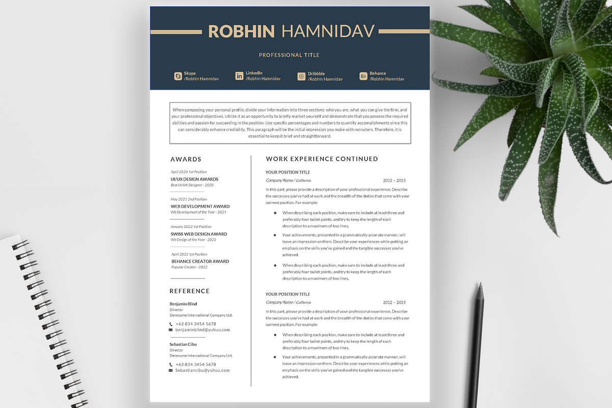 Executive Resume / CV Template, a Resume Template by ResumeFabs (Photo 2 of 8)