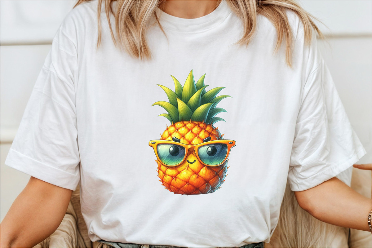 Watercolor Cute Pineapple Clipart, a Seasonal Illustration by Rose Art (Photo 5 of 7)