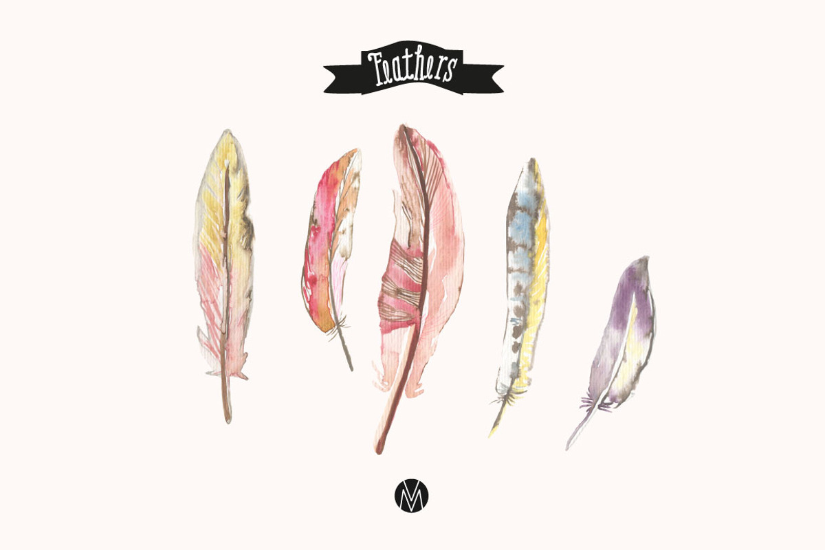 Feathers watercolor, an Illustration by MendozaVergara (Photo 3 of 3)