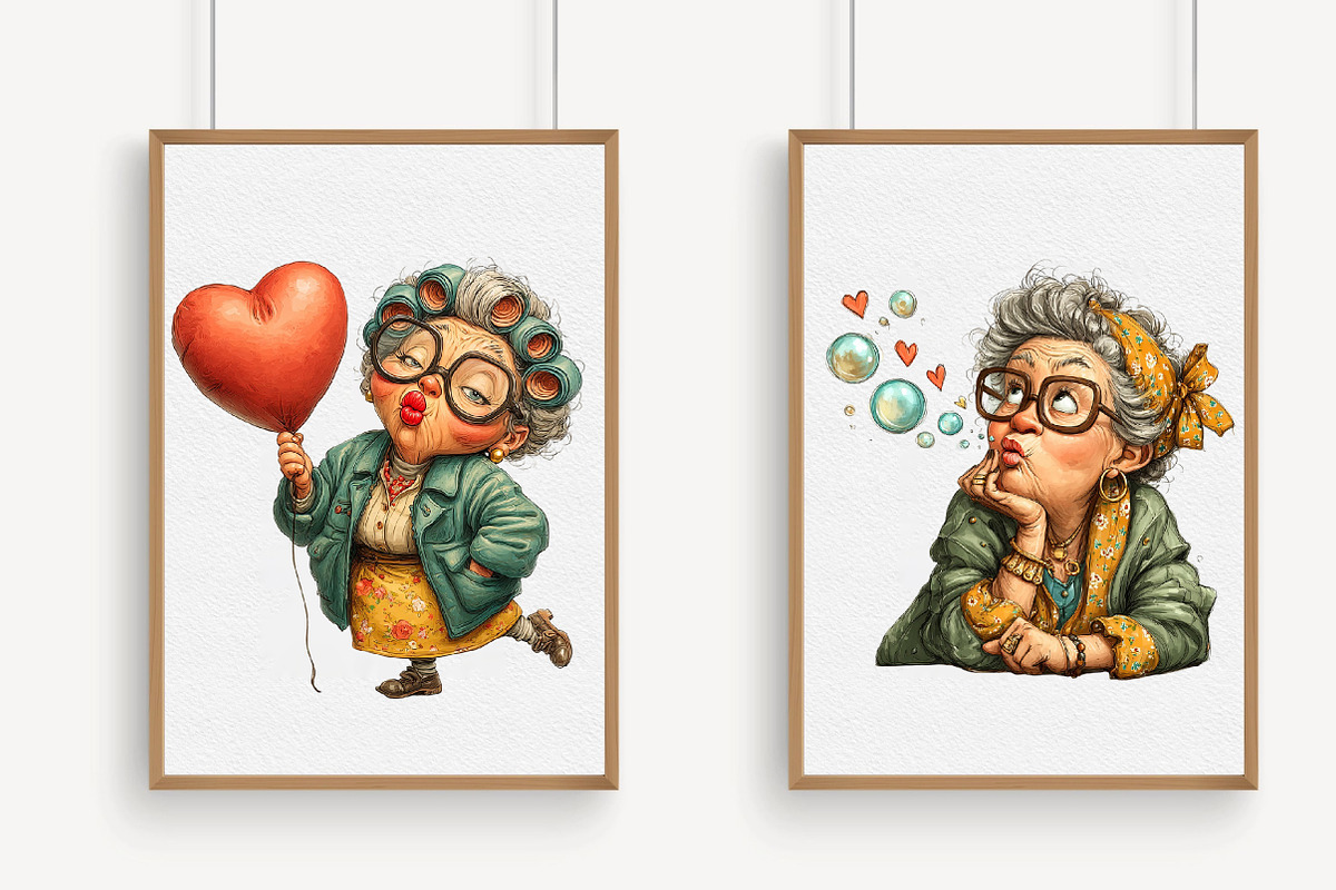 Funny Old Lady Valentine Sublimation, an Illustration by Libby Wishes (Photo 7 of 7)