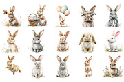 Watercolor Bunnies Clipart, an Illustration by Designking (Thumbnail 3 of 5)