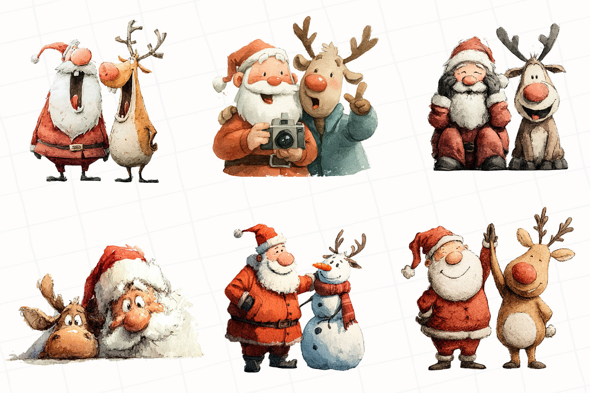 Whimsical Santa & Reindeer Clipart, an Illustration by OK Design (Photo 5 of 5)