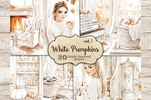 Neutral Autumn Junk Journal Pages, an Illustration by GlamArtZhanna