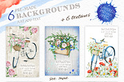 Watercolor Bicycle & Flowers, a Decorative Illustration by Eva Katerina (Thumbnail 5 of 7)