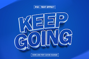 blue 3d text effect keep going