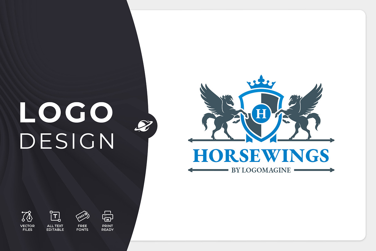 Pegasus Crest Logo Template, a Branding & Logo Template by LOGOMAGINE (Photo 1 of 13)