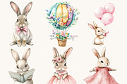 Watercolor Pink Bunny Clipart Bundle, an Animal Illustration by SparkyDesignsUS (Thumbnail 3 of 8)