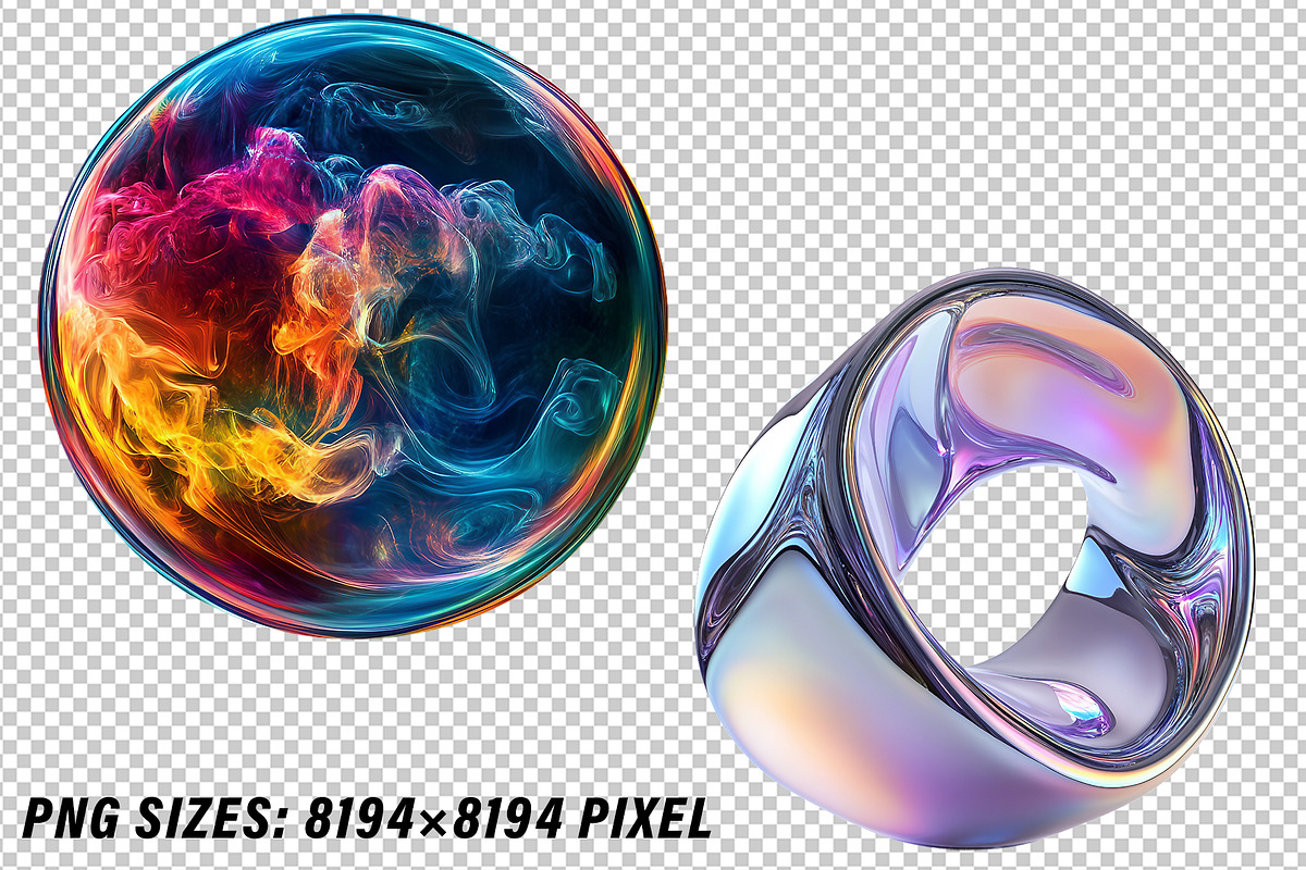 3D Blob Fluid Shapes Holographic Set, a Graphic by one-touch (Photo 5 of 5)