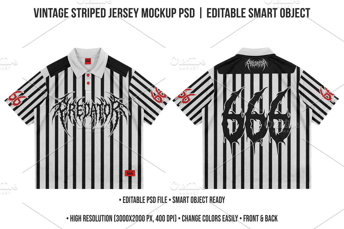 Vintage Striped Jersey Mockup PSD, a Shirt Mockup by std.badboy (Photo 1 of 4)