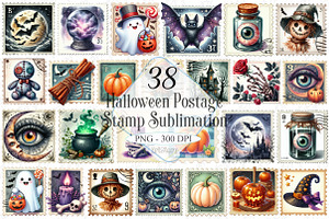 Halloween Postage Stamp Sublimation, a Graphic by designcity5