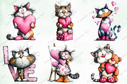 Whimsical Valentine Cat Clipart Bund, an Illustration by Creative Art (Thumbnail 4 of 9)