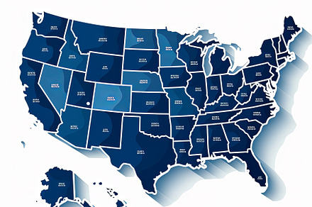 United States of America map with fe, an Abstract Photo by Pixeness Studio