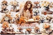 Planner Girl Clipart, Planner Clip, an Illustration by Moon Studio (Thumbnail 1 of 11)