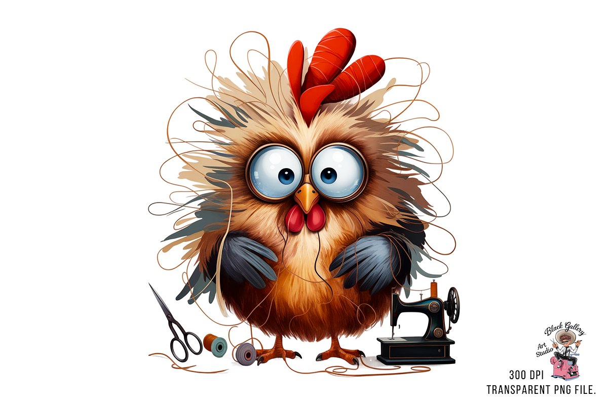 Funny Chicken Seamstress PNG Bundle, a Graphic by Clipart Bloom (Photo 2 of 16)