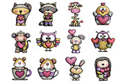 Cute Valentine Animals Clipart, an Illustration by Design Market (Thumbnail 3 of 3)