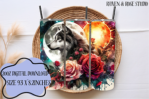Celestial Wolf & Roses 20oz Tumbler