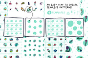 60 Funny Doodle + 14 Patterns, an Object Graphic by Apolinarias Art (Thumbnail 4 of 9)