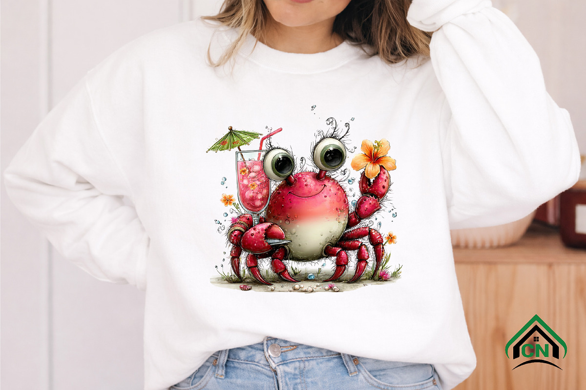 Whimsical Summer Crab Clipart, an Illustration by Craft Nest (Photo 8 of 12)