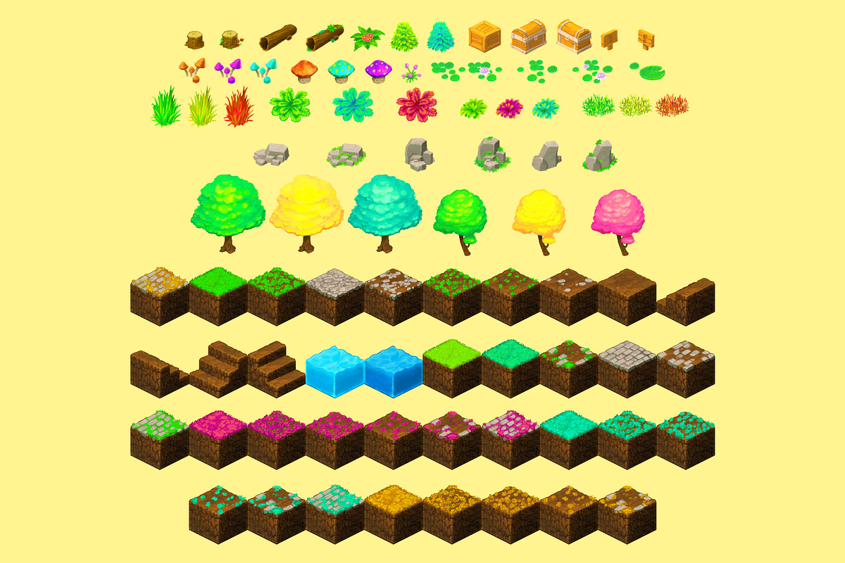 Forest - Isometric Block Tileset, a Graphic by LudicArts (Photo 2 of 4)