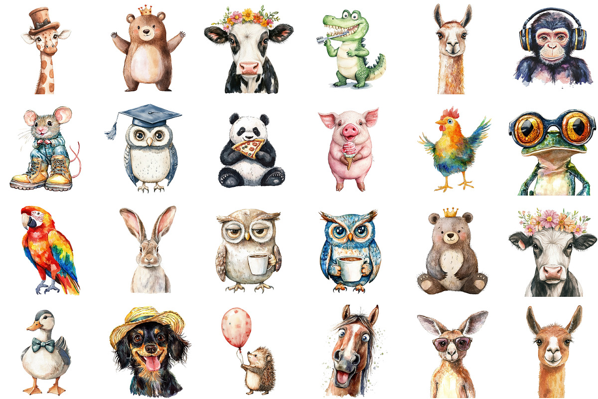 Watercolor Quirky Funny Animal, an Illustration by Sublimation Artist (Photo 2 of 6)
