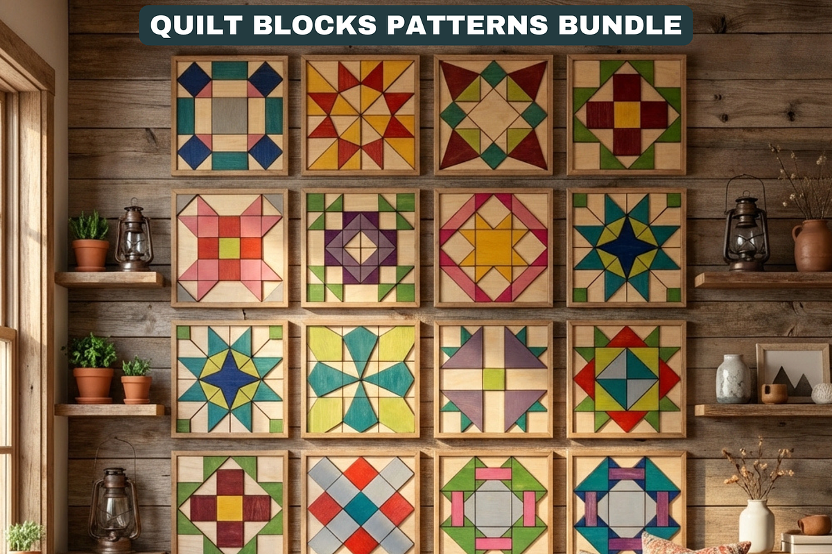 Quilt Block Patterns Modern Mosaic W, a Pattern Graphic by AtacanDigital (Photo 1 of 15)