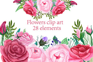 Watercolor Roses Clipart