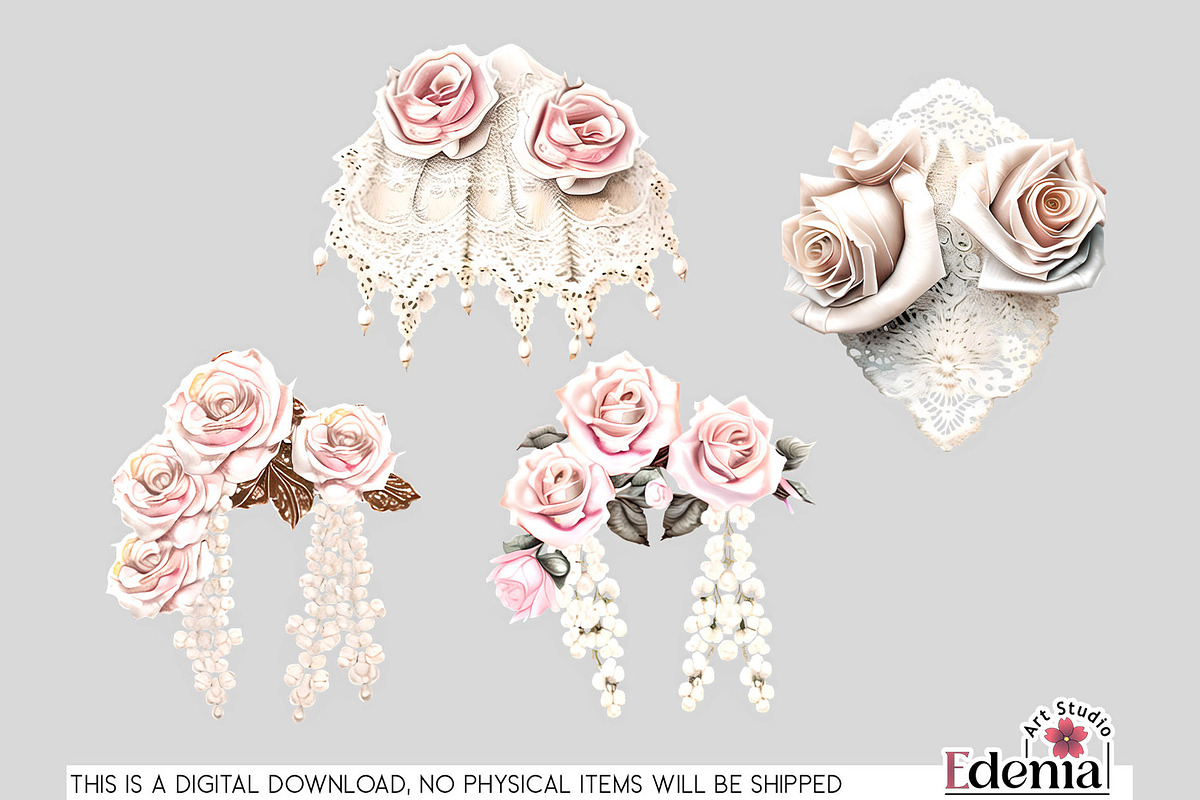 Vintage Romantic Decorations Clipart, a Decorative Illustration by EdeniaArtStudio (Photo 4 of 5)