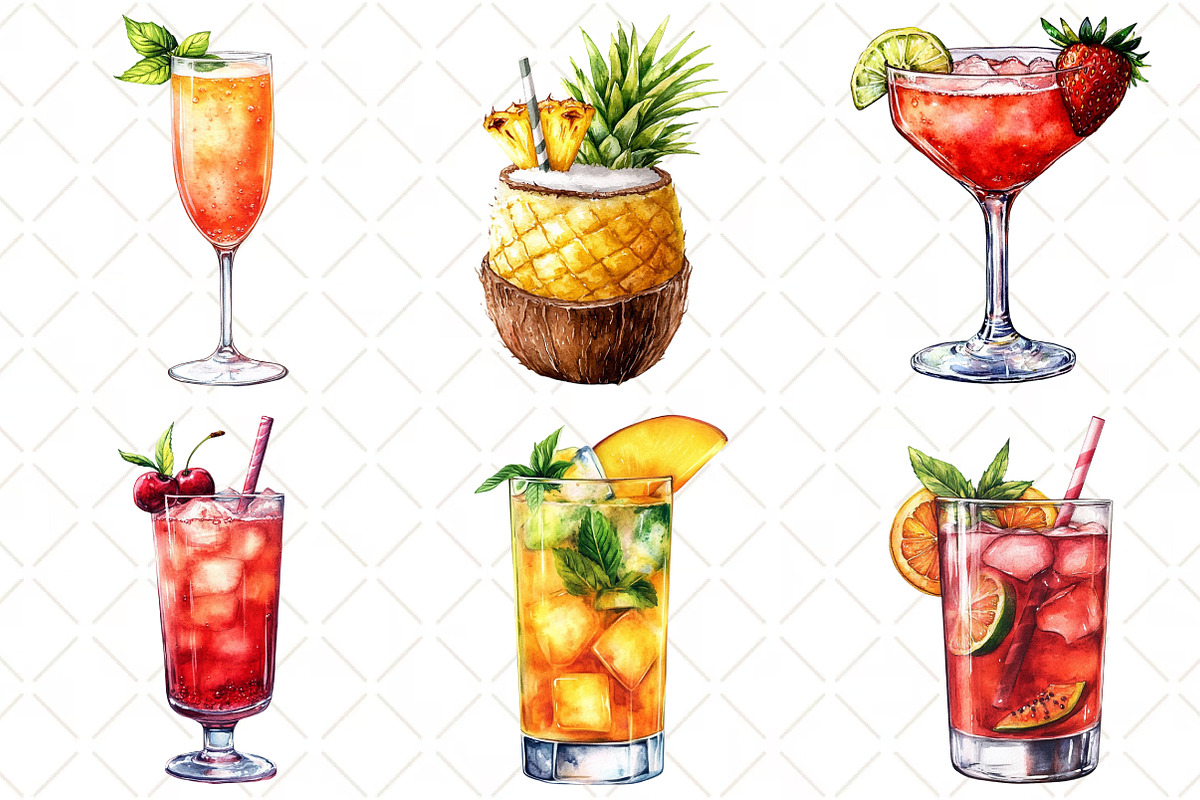 Summer Cocktail Sublimation Clipart, an Illustration by Black Bird Studio (Photo 4 of 5)