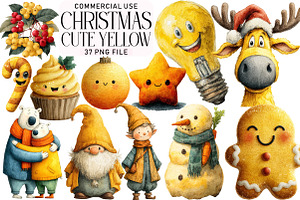 Cute Yellow Christmas Clipart, an Illustration by Daily.Designs
