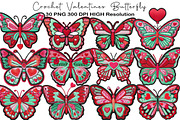 Crochet Valentines Butterfly Clipart, an Illustration by Black Bird Studio (Thumbnail 1 of 6)