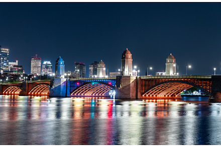 Longfellow Bridge illuminated at