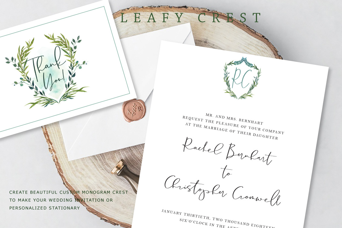 Leafy Crest - Watercolor Clip Art, a Graphic by SmallHouseBigPony (Photo 2 of 6)