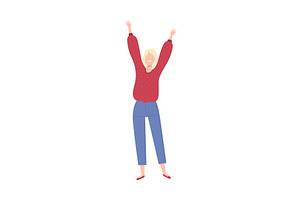 Blonde Girl with Raising Hands, a Person Illustration by TopVectors