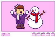 Cute Winter Boy With Snowman, a Person Illustration by Artstorystudio (Thumbnail 1 of 3)