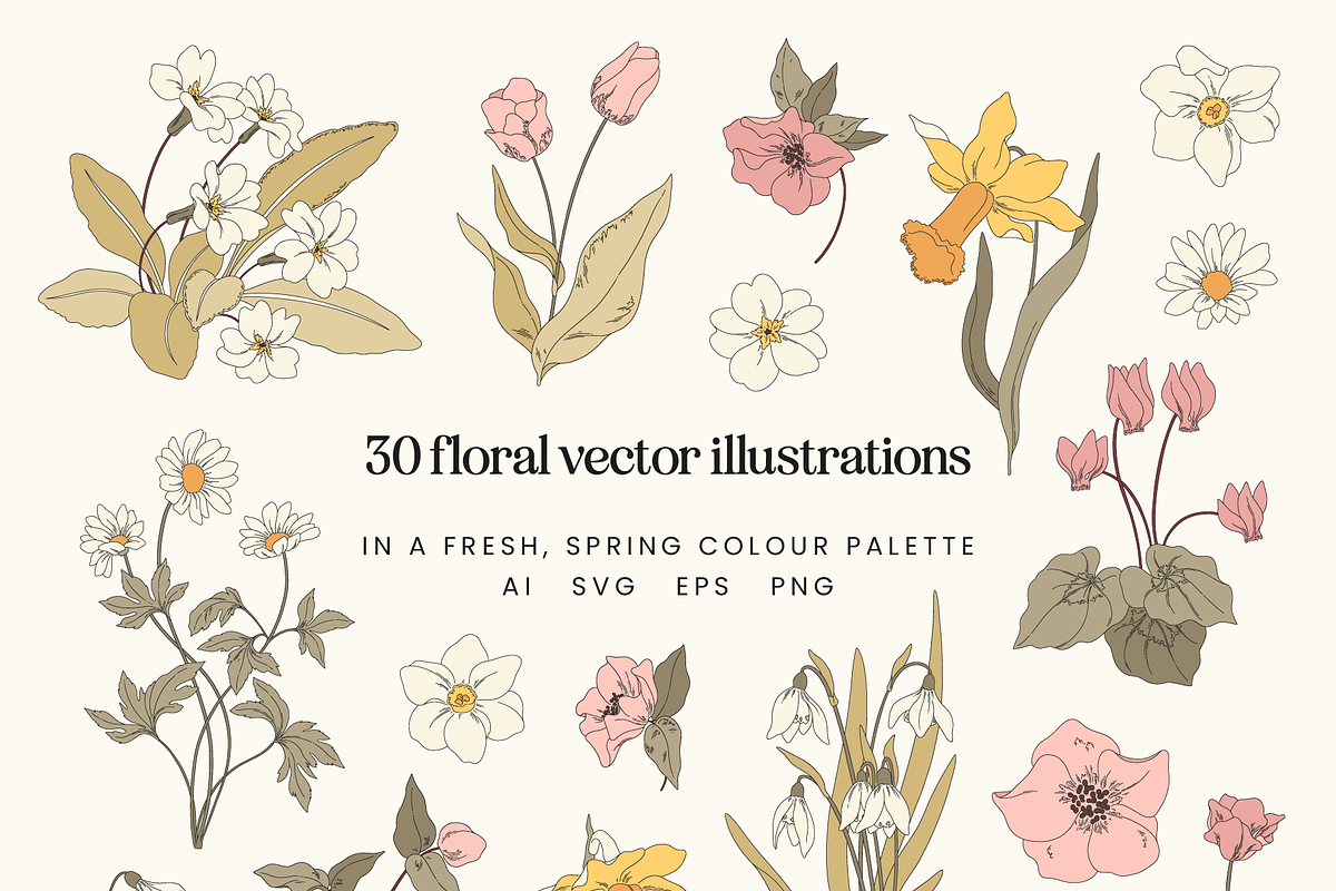 Spring Floral Vector Illustrations, a Decorative Illustration by Emma Webb Studio (Photo 2 of 9)