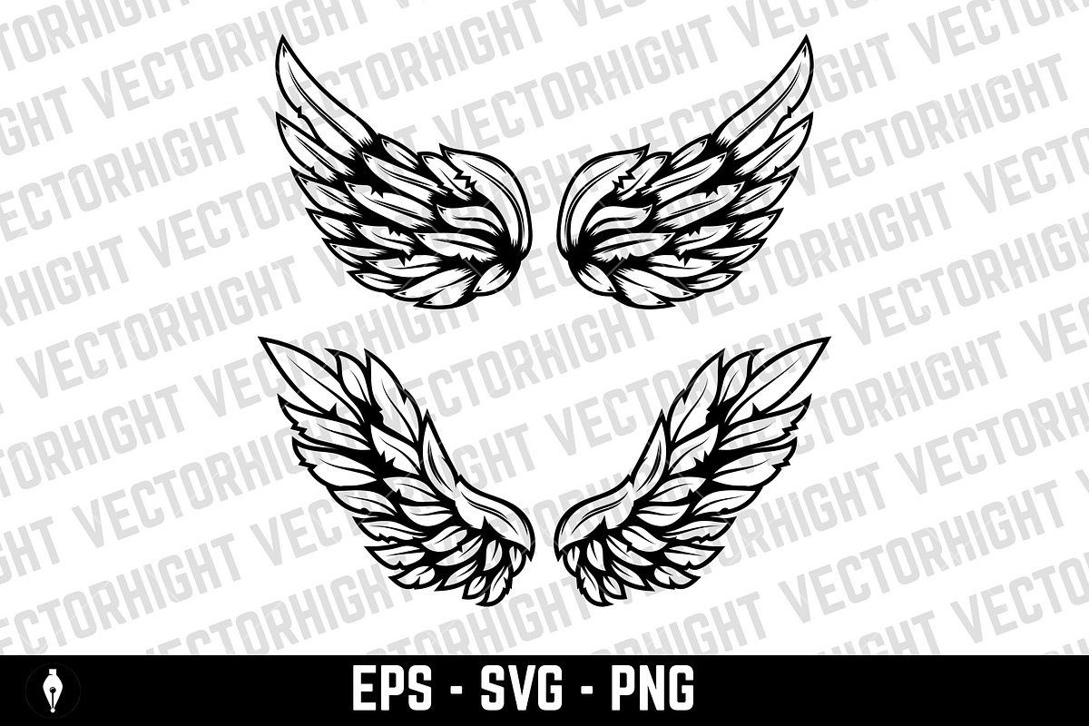 Set of illustrations of wings svg, an Animal Illustration by Vectorhight