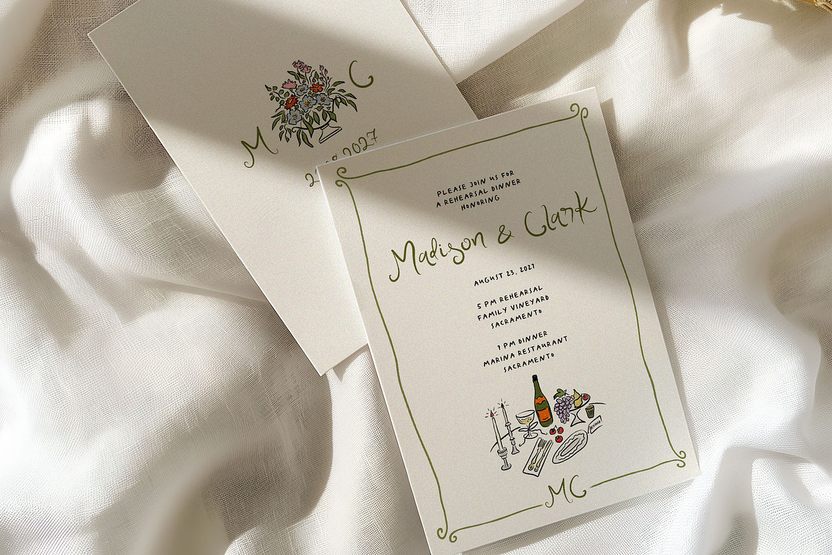 Hand Drawn Tuscany Wedding Clipart, an Illustration by Calamar Studio (Photo 2 of 23)