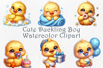 Cute Baby Duckling Boy Clipart.