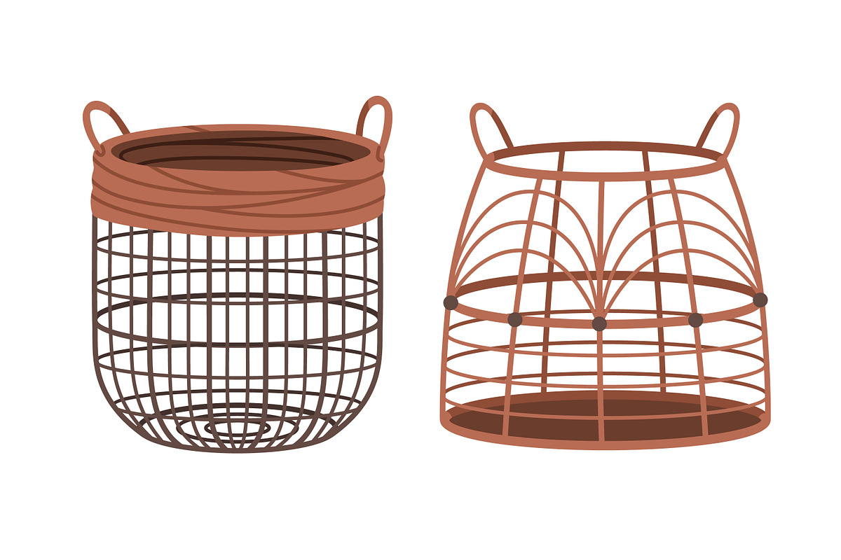 Modern wicker woven baskets set, an Object Illustration by Good Studio (Photo 4 of 7)