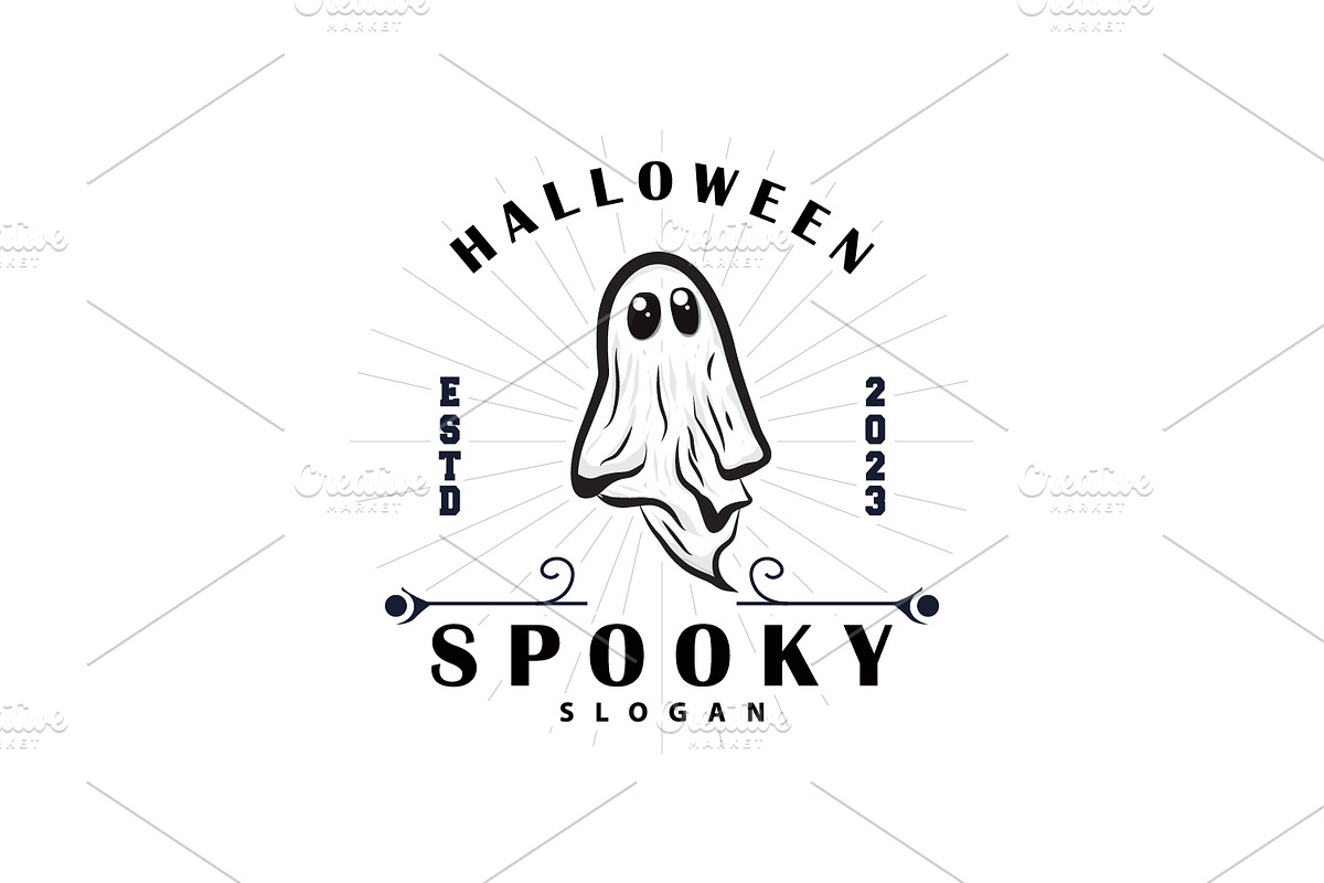 Spooky Ghost Logo Simple Halloween, a Branding & Logo Template by Maylianaw28
