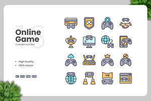 Online Game Colored Icons, an Icon by Upnowgraphic