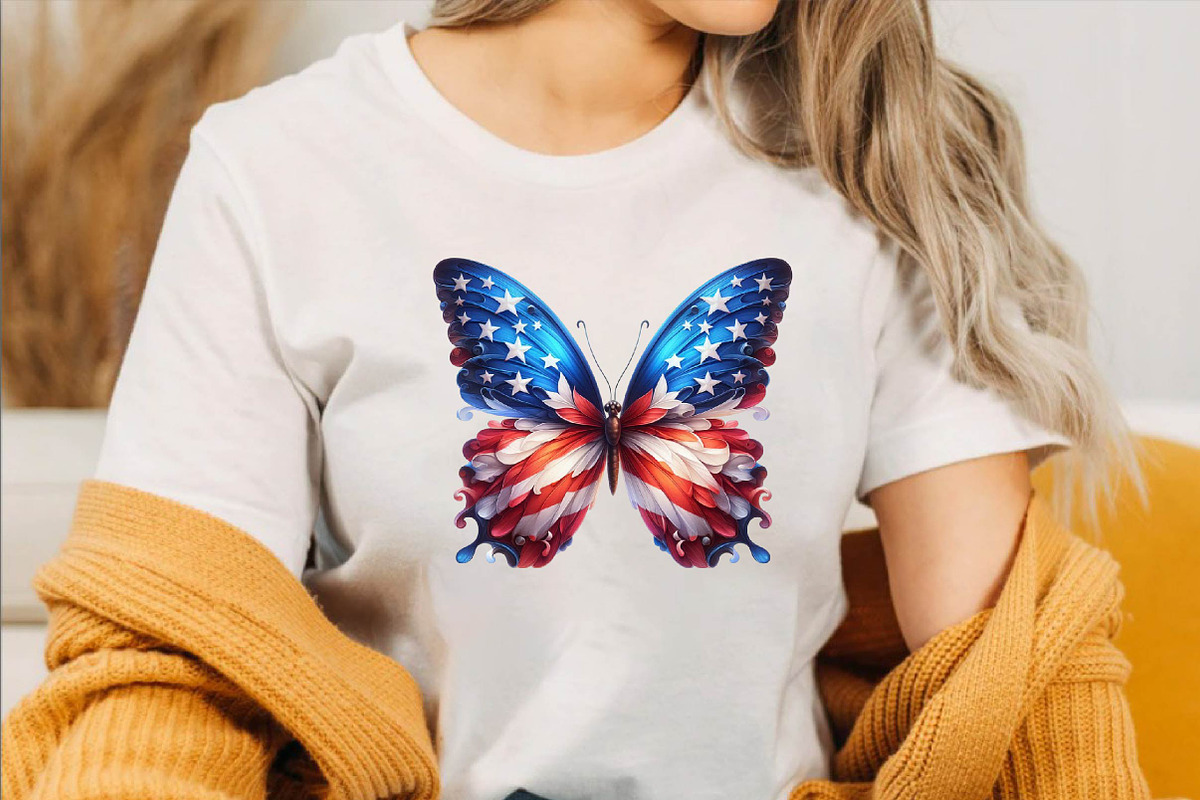 Watercolor Patriotic Butterfly Subl, an Illustration by SVGArt (Photo 3 of 8)