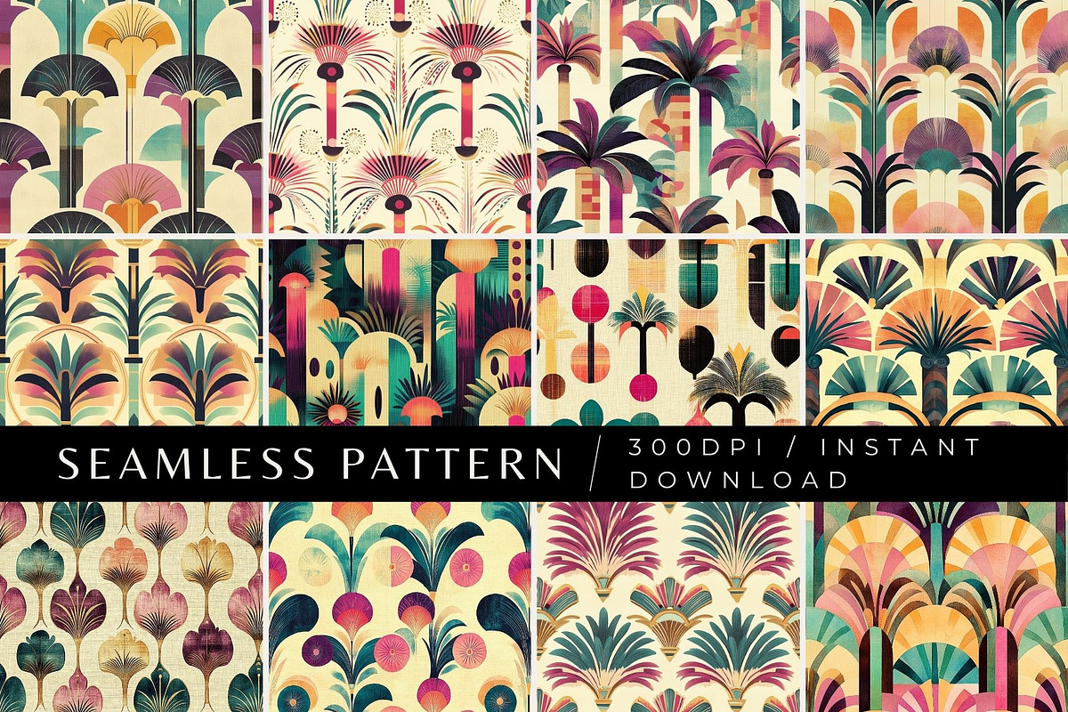 12 Sunset Deco Seamless Patterns, a Pattern Graphic by Inknfolly (Photo 1 of 7)