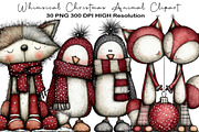 Whimsical Christmas Animal Clipart, an Animal Illustration by Black Bird Studio (Thumbnail 1 of 6)