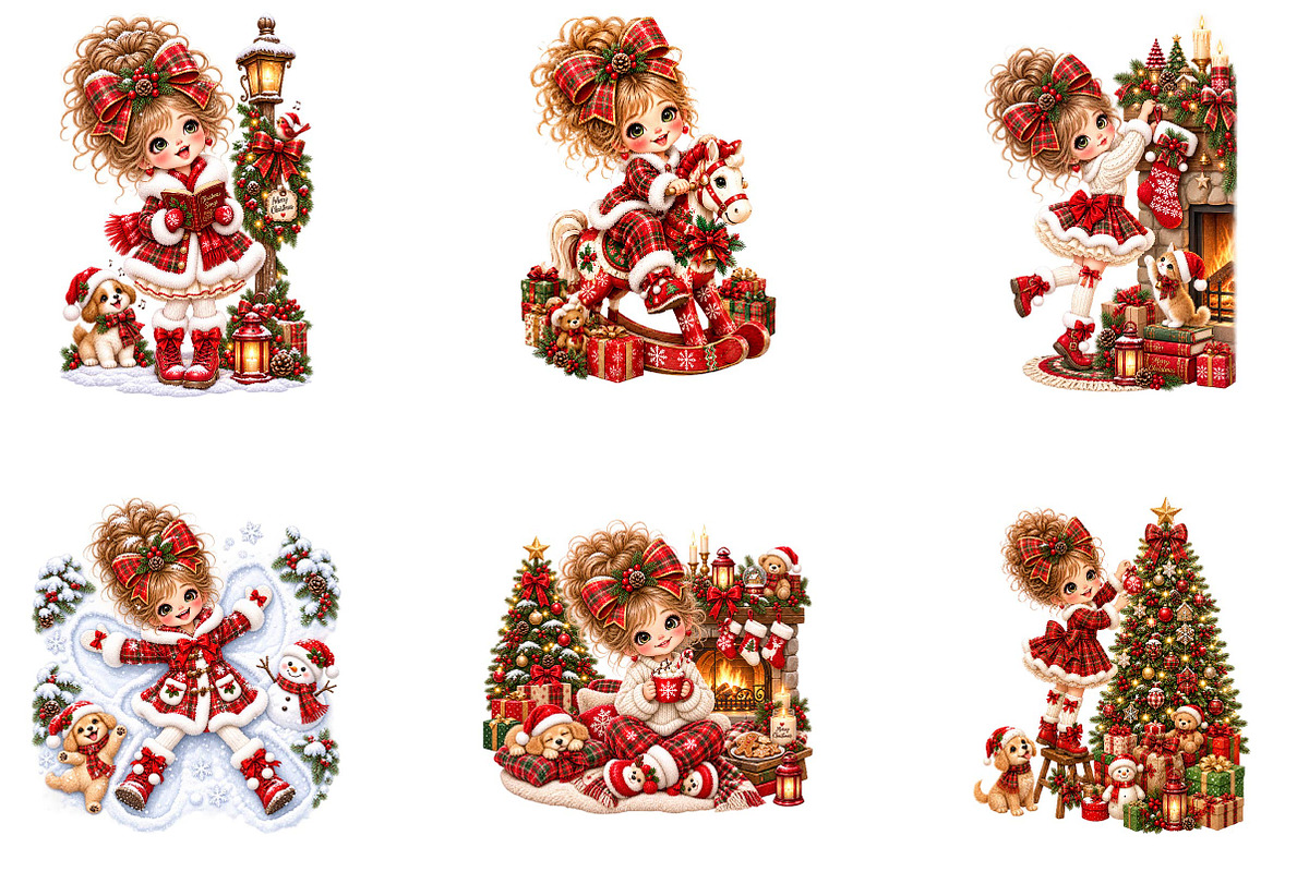 Cute Christmas Girl Clipart, a Seasonal Illustration by fashionaddict (Photo 2 of 6)