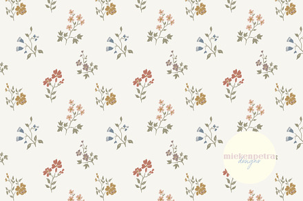 Vintage Floral Pattern, a Pattern Graphic by Mieken Petra Designs