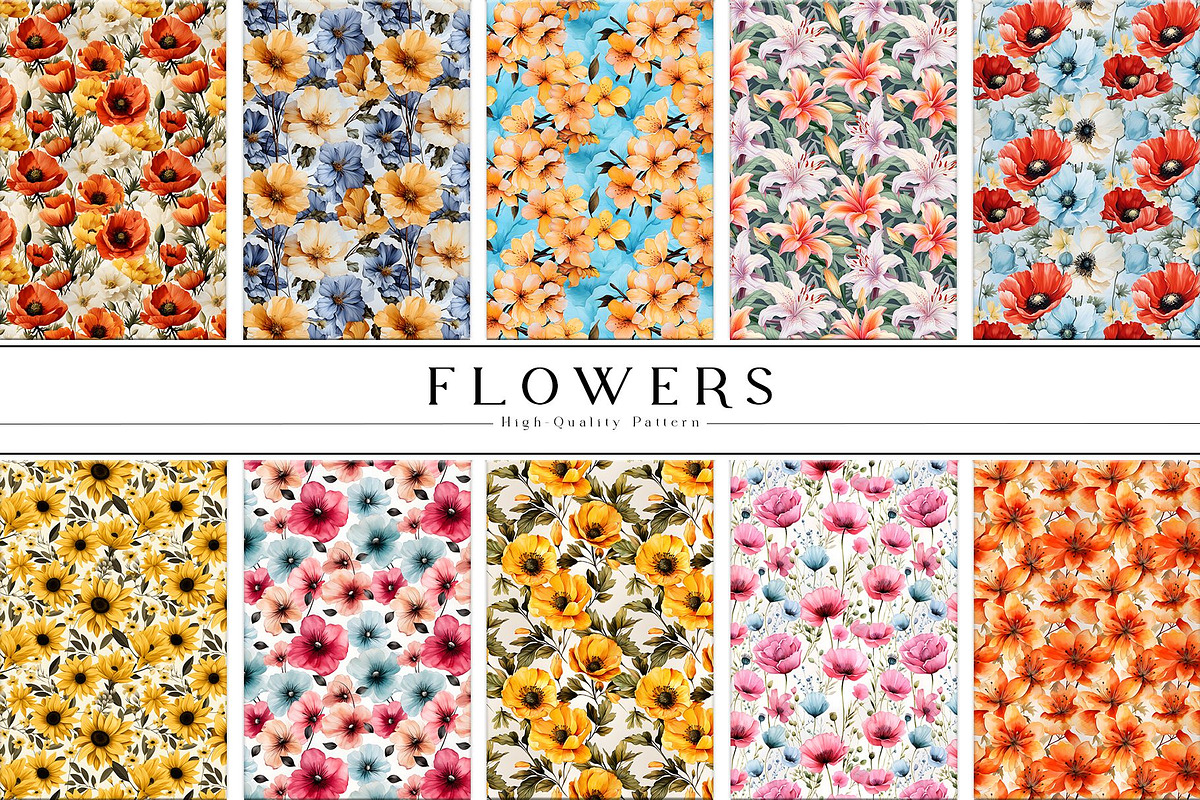 Botanical Summer Flower Pattern Set, a Pattern Graphic by Vibrand Studio (Photo 12 of 12)